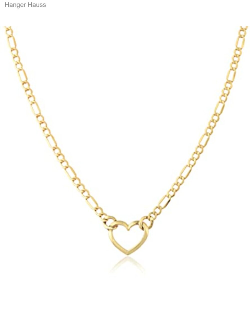 14K Gold Filled Figaro Heart Necklace 18 Inch Women